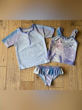 Disney Frozen II Elsa Ruffle 3-Piece Swimsuit size 3T